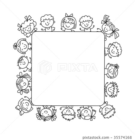 Frame with kids School, kindergarten. Happy Frame with kids School, kindergarten. Happy 35574168