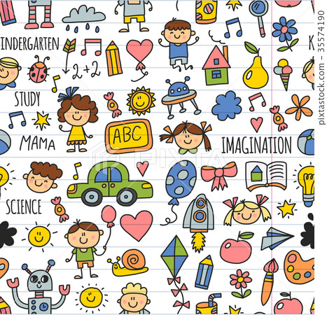 Seamless pattern School, kindergarten. Happy 35574190