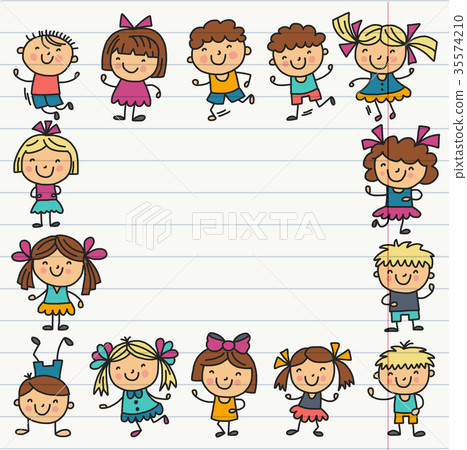 Frame with kids School, kindergarten. Happy Frame with kids School, kindergarten. Happy 35574210