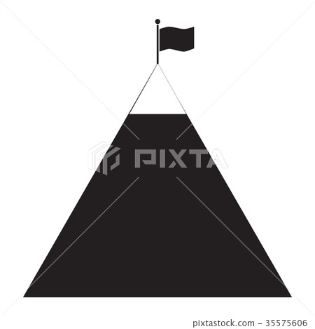 flag on mountain icon on white background.  35575606
