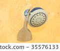 Beach shower on marble textured background 35576133