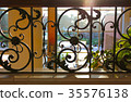Black painted forged metal railings 35576138