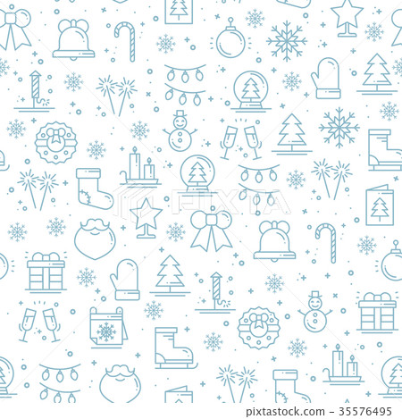 Merry Christmas party celebration seamless pattern 35576495