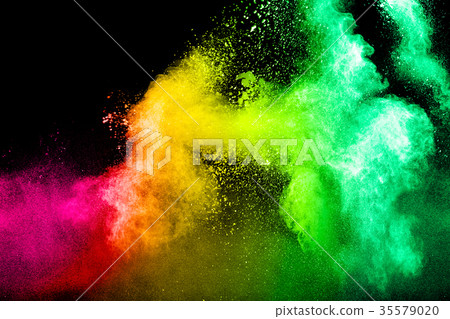 Multicolored powder splash on black background. Multicolored powder splash on black background. 35579020