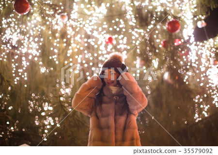 The girl during a salute on New Year's  35579092