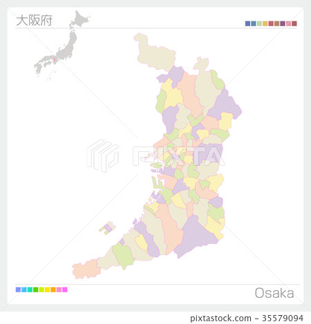 大阪府地圖（城市/城市/顏色編碼） 35579094