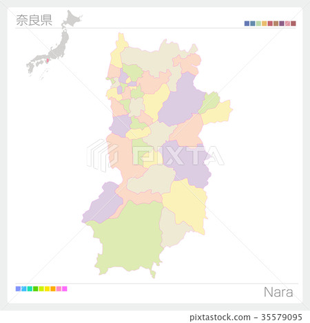 奈良縣地圖（城市/城市/顏色編碼） 35579095