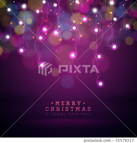 Bright Christmas Lights Illustration on a Dark Bright Christmas Lights Illustration on a Dark 35579317