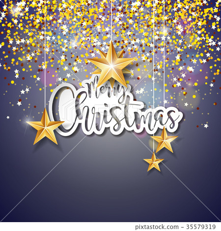 Merry Christmas Hand Lettering Illustration with 35579319