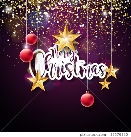 Merry Christmas Hand Lettering Illustration with Merry Christmas Hand Lettering Illustration with 35579320