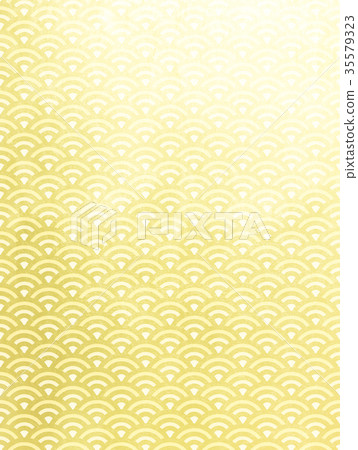 Blue sea wave equal size gold (background material) 35579323