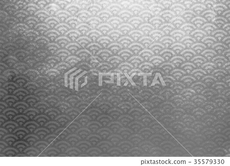 Blue sea wave three change gray (background material) 35579330