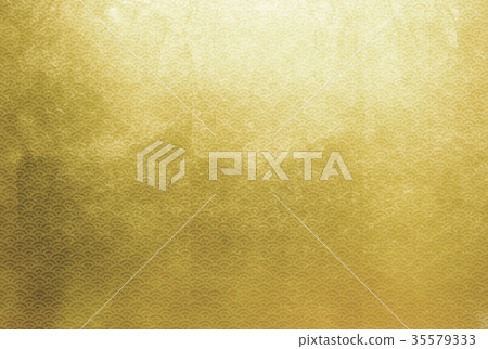 Blue sea wave three change gold (background material) 35579333