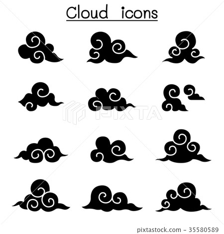 Asian Cloud, Decorate Cloud, Curl Cloud icon set Asian Cloud, Decorate Cloud, Curl Cloud icon set 35580589
