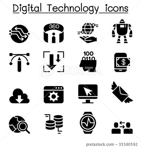 Digital Data Technology icon set Digital Data Technology icon set 35580592