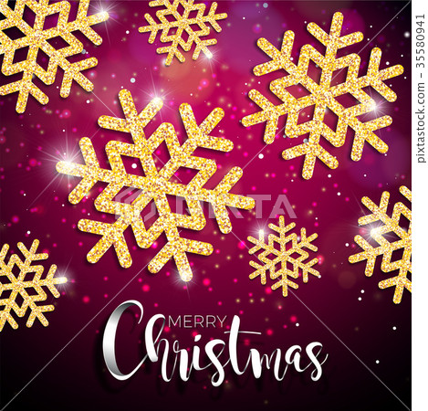 Vector Christmas Illustration with Typography and 35580941