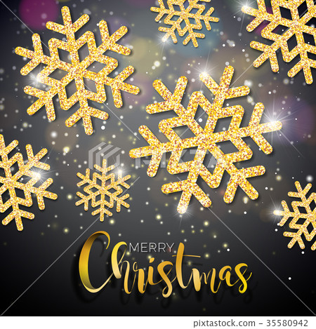 Vector Christmas Illustration with Typography and 35580942