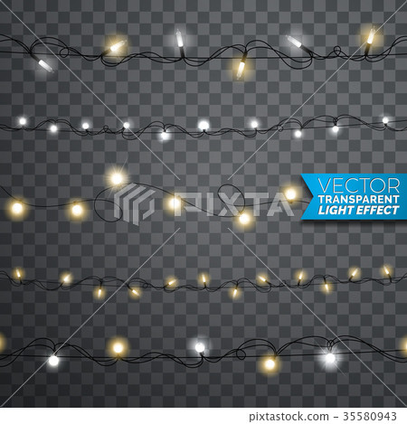 Glowing Christmas lights realistic isolated design 35580943