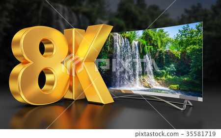 Ultra HD TV with waterfall Ultra HD TV with waterfall 35581719