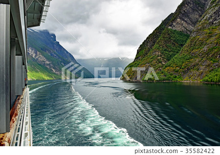 Cruise on a ship through the Geirangerfjord Cruise on a ship through the Geirangerfjord 35582422