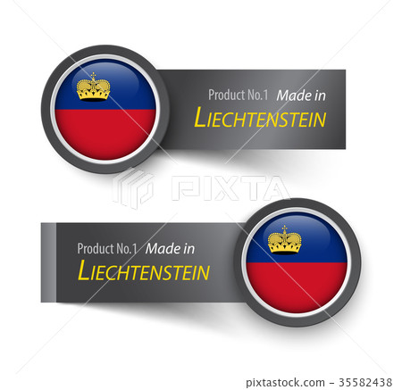 Flag icon and label text made in Liechtenstein Flag icon and label text made in Liechtenstein 35582438