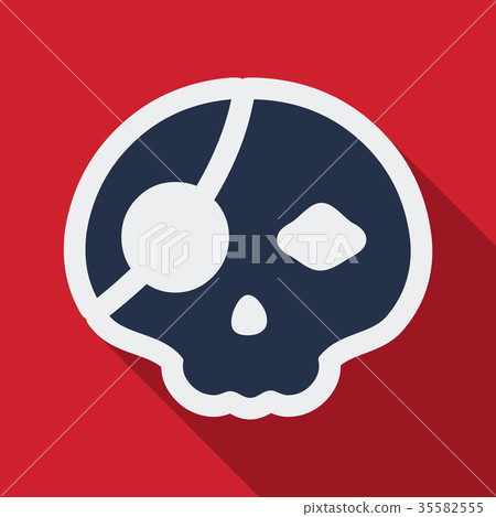 Flat icon with shadow pirate skull 35582555