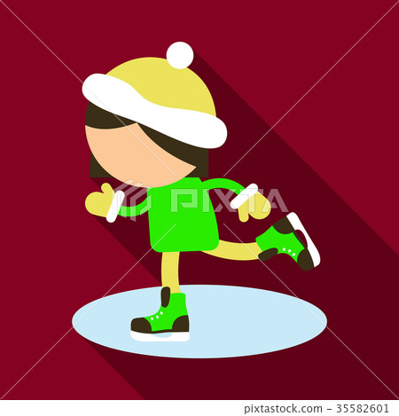 Flat Icon with shadow girl skating 35582601