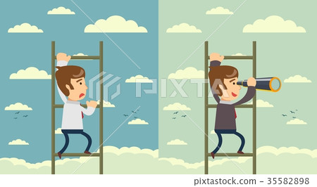 Businessman on a stair. Business concept. Vector Businessman on a stair. Business concept. Vector 35582898