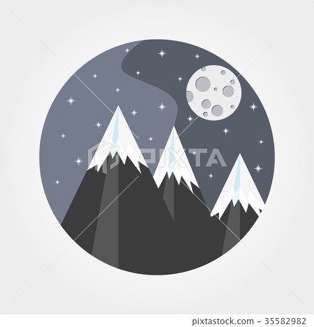 Mountains under the full moon. 35582982
