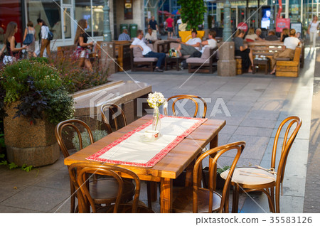 City street restaurant empty table 35583126
