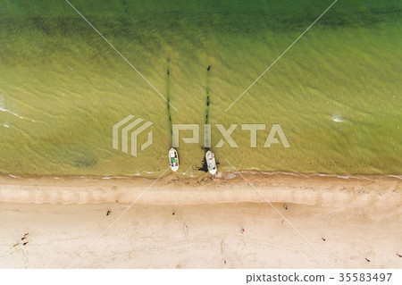 Fishing boats on the shore, top view 35583497