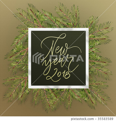 Happy New Year 2018- phrase. Christmas text on Happy New Year 2018- phrase. Christmas text on 35583589