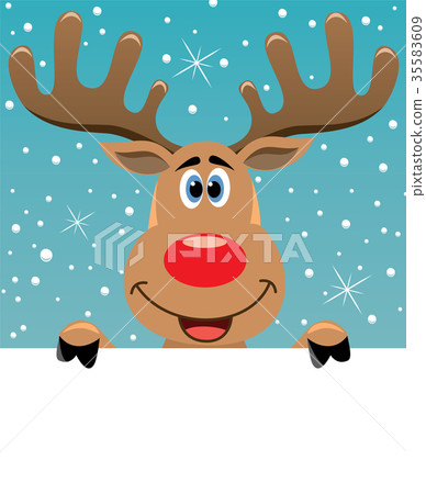vector xmas illustration of happy rudolph deer  35583609