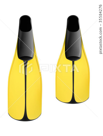 Scuba Diving yellow flippers. Realistic vector 35584276