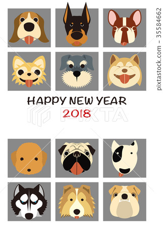 2018年新年賀卡模板_ 12支受歡迎的狗_HNY_空間增加空間 35584662