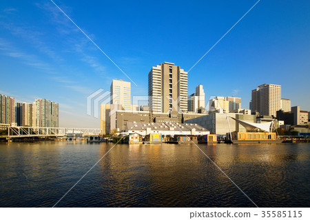 Tennozu Isle tall buildings and contact bridges 35585115