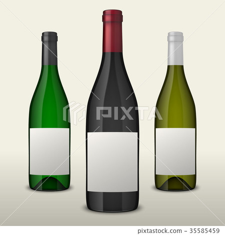 Set of three realistic vector wine bottles with-插圖素材 [35585459] - PIXTA圖庫