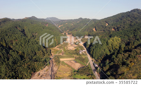 Aerial view October 26, 2017 Asakura-shi Yamada after heavy rain in northern Kyushu 35585722