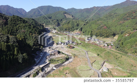 Aerial view October 31, 2017 Higashimine Village Takasuzan after heavy rainfall in northern Kyushu 35585797