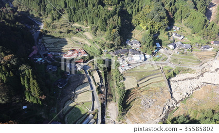Aerial view October 31, 2017 Higashimine Village Takasuzan after heavy rainfall in northern Kyushu Aerial view October 31, 2017 Higashimine Village Takasuzan after heavy rainfall in northern Kyushu 35585802