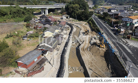 Aerial view November 6, 2017 Taken in northern Kyushu after heavy rainfall in Kushiki Ikeda (Shirokiya River) 35586627