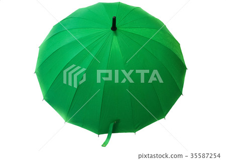 Green umbrella on white background Green umbrella on white background 35587254