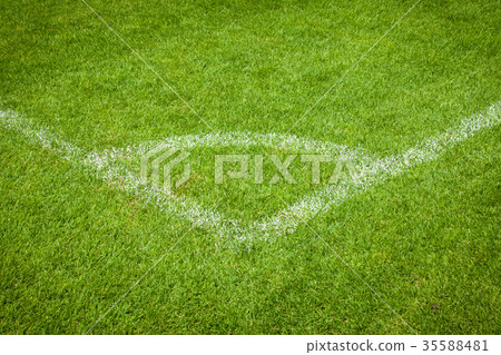 conner of football field with green grass 35588481