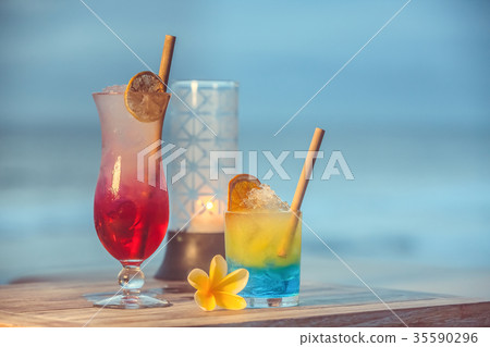 Cocktail with ocean view 35590296
