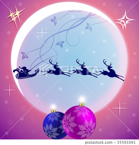 Christmas design with a big moon and balls 35591091
