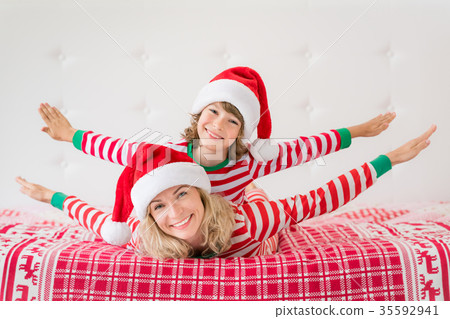 Happy family in Christmas eve 35592941