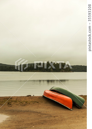 Canada Ontario Lake two rivers grey morning dark Canada Ontario Lake two rivers grey morning dark 35593108