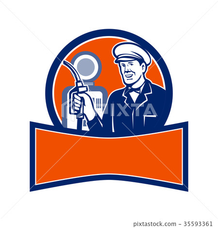 Vintage Gas Station Attendant Circle Retro 35593361
