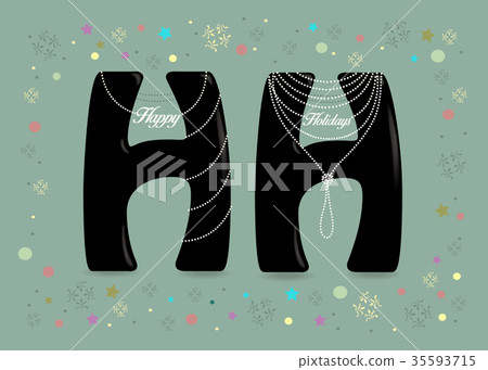 Happy New Year. Black Letters with Pearl Collars 35593715