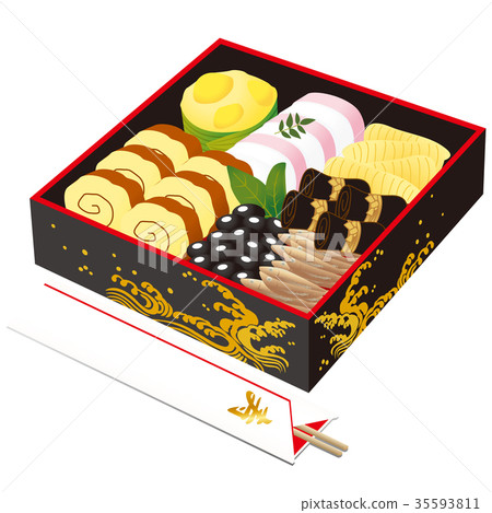 新年菜餚，一野茂和慶典筷子 35593811